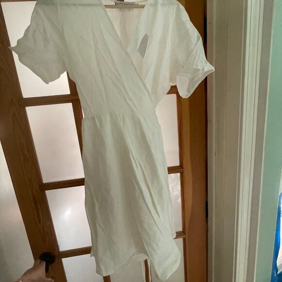 Custom make White Linen Wrap Dress - Picture 4 of 6